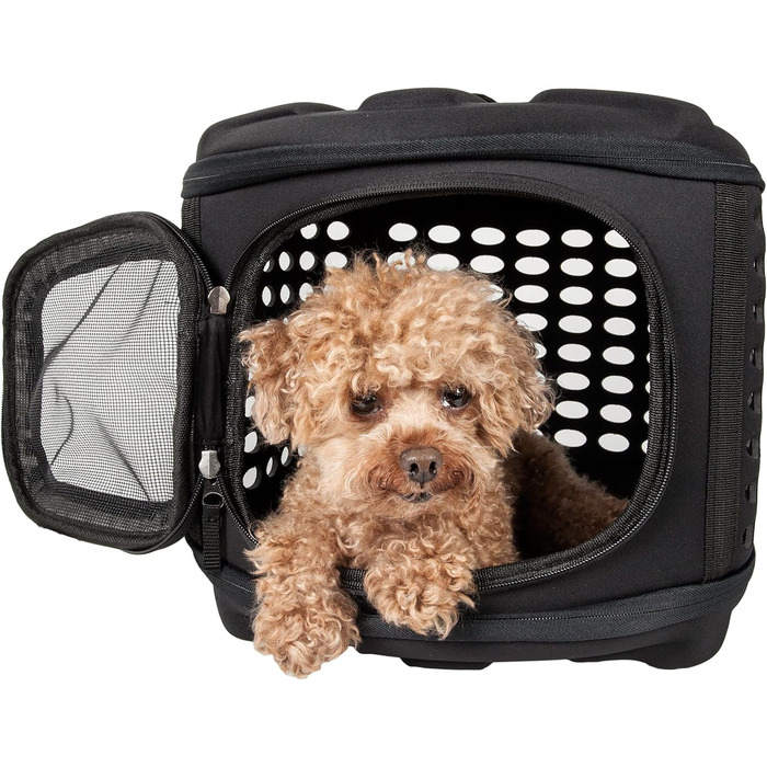 Складана переноска для тварин Pet Life з круглою жорсткою основою, легка та міцна, з плечовими ременями, військова якість