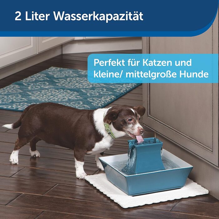 Керамічний фонтан PetSafe Drinkwell Pagoda для води для собак і котів, з фільтром, 2 л, синій