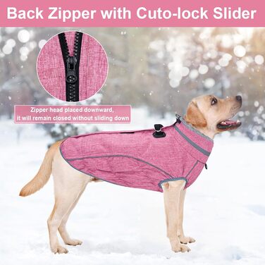 Водонепроникний та вітронепроникний теплий зимовий накид для собак, розмір M (рожевий, XL), з інтегрованою шлейкою, для цуценят та маленьких/великих собак