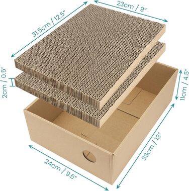 Кігтеточки Belle Vous з картонної коробки (5 шт.) 24 x 33 см - Змінні картонні килимки для котів