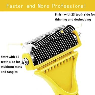 Професійна щітка для вичісування собак Kamm Professional Dog Dematting Kamm - виймає ковтуни, підходить для котів, жовта