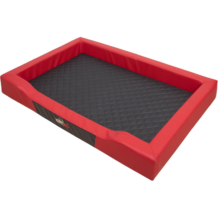 Ліжко для собак - Корзина для собак маленьких, середніх та великих порід - М'яке ліжко для собак з штучної шкіри - Знімний та пральний чохол - Deluxe - Розмір M - Червоний M - 93 x 62 см Червоний