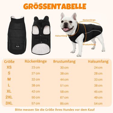 Зимовий одяг для собак SlowTon: теплий пуховий одяг для собак, куртка від снігу з відбиваючими смужками та кишенями, водонепроникний жилет для маленьких та середніх собак, чорний, розмір S