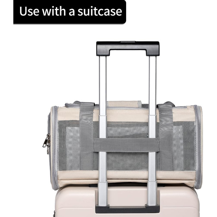 Транспортувальна сумка для котів та маленьких собак, схвалена авіакомпаніями, дихаюча та складна, портативна сумка для подорожей, для бартагамен, цуценят, підвісна сумка, хакі, розмір S