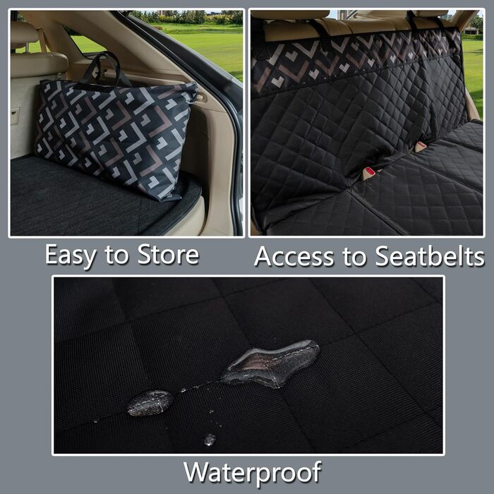 Захист для заднього сидіння авто для собак з жорстким дном, водонепроникний, для стандартних авто та SUV (Чорний)