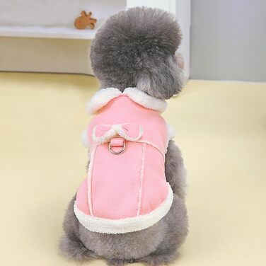 Теплий зимовий одяг для собак Jecikelon: рожевий, XS, з коміром-гетром, з підкладкою з флісу, з кільцем для повідка