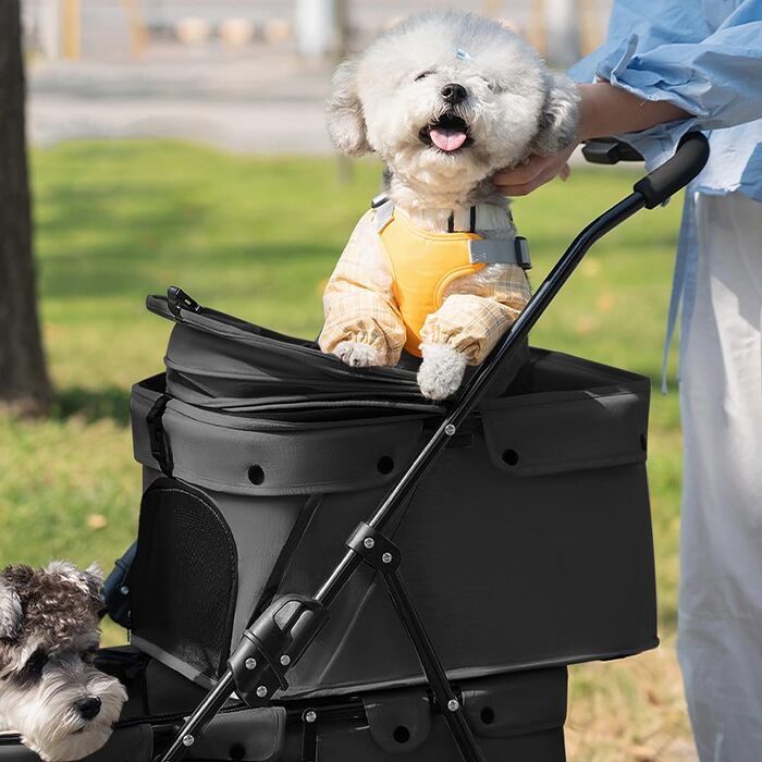 Візок для собак Homewell 2в1: Buggy з платформою та переносна сумка, чорний (67x50x95 см)