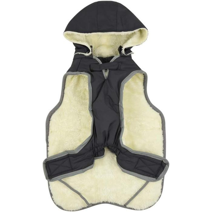 Теплий зимовий одяг для собак - куртка з капюшоном, в клітинку, темно-сіра, розмір M (45-55 см)