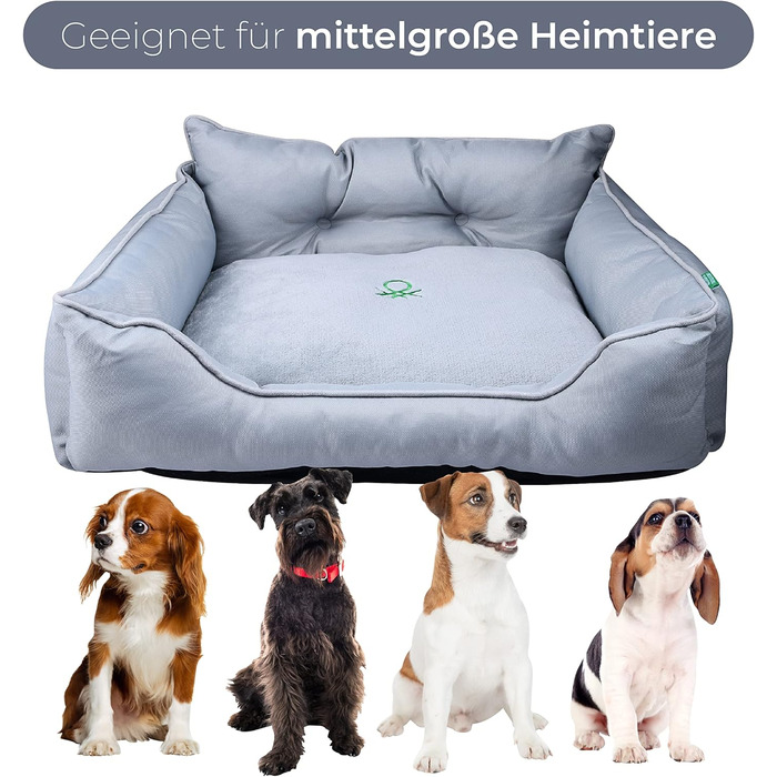 Крісло-ліжко для собак середніх порід Benetton, сіре, розмір M, 65x50x20 см, поліестер, можна прати в пральній машині