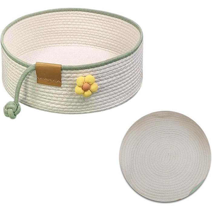 Квіткове ліжко для кота, 50 см, Fatbarer, зручне гніздо, дихаюче, міцне, сіро-бежеве (L, Бежевий)