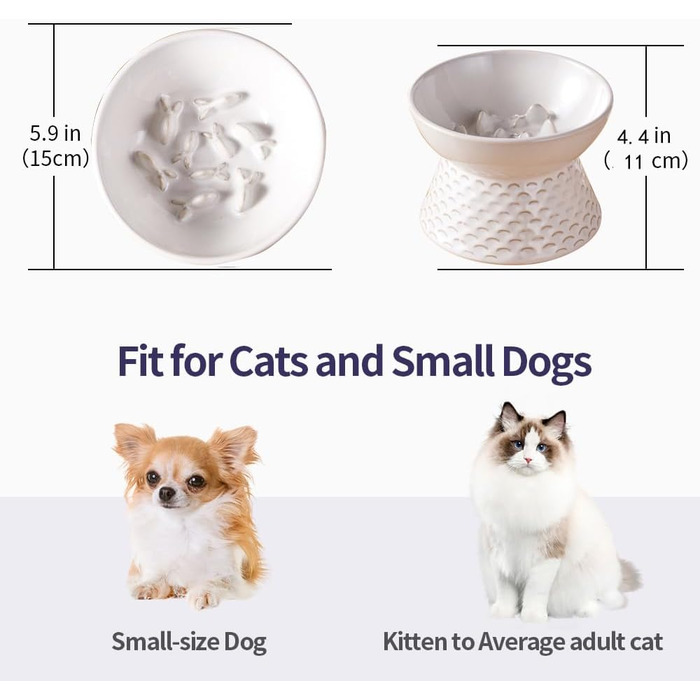 Керамічна годівниця для котів Qcapet, піднята миска для їжі