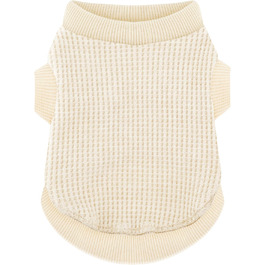 Теплий та функціональний легкий собачий пуловер для цуценят; еластичний бежевий одяг з легкою застібкою, ідеальний для чихуахуа та йоркширських терьєрів – покращує комфорт, середній розмір, бежевий колір