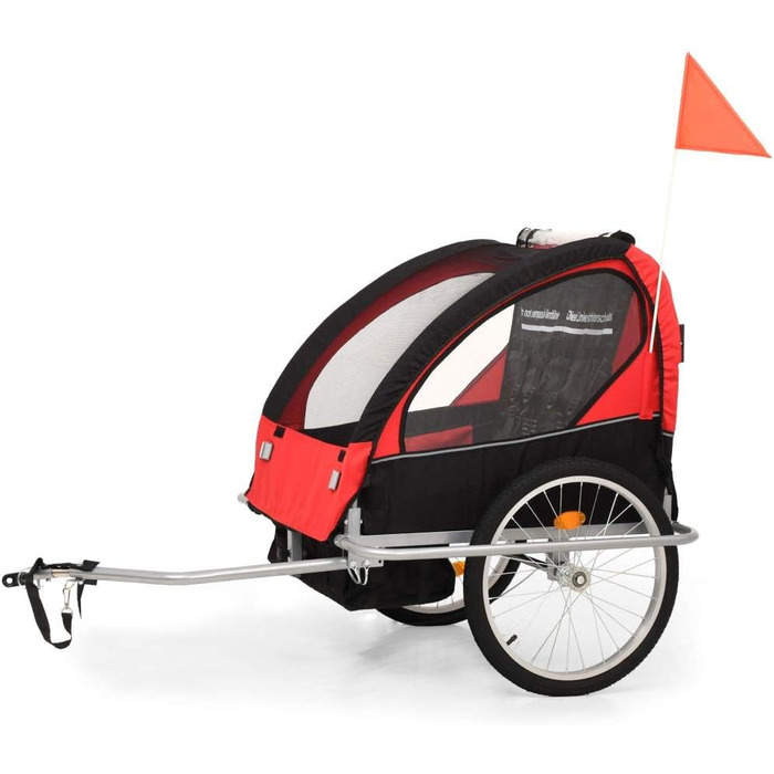 Дитячий велосипедний причіп 2-в-1 ZEYUAN, вагон для собак, чорно-червоний