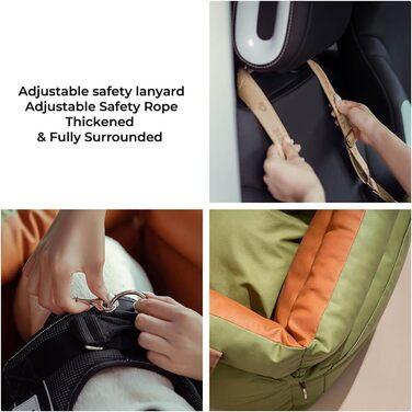 Автокрісло для собак FUNNYFUZZY, водовідштовхувальне, з кишенею, поводок, знімний, 95 x 41,9 x 45 см (Зелений)