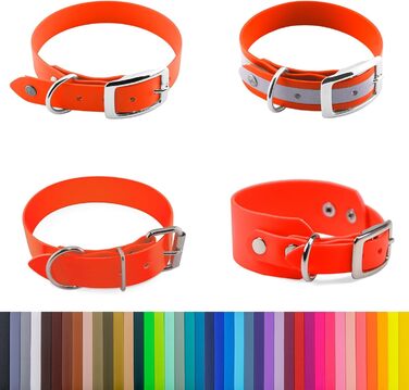 Ленні нашийник для собак Biothane 25 мм, світловідбиваючий, з подвійною пряжкою, водо- та брудовідштовхуючий