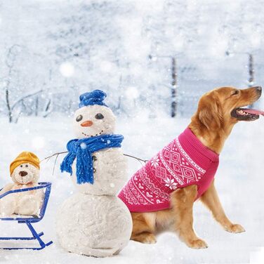 Пуловер для собак HOMIMP Argyle - теплий зимовий одяг для цуценят та дорослих собак. М'який теплий халат для дівчаток та хлопчиків. Халат для собак маленьких, середніх та великих порід. Червоний колір (M, рожевий)