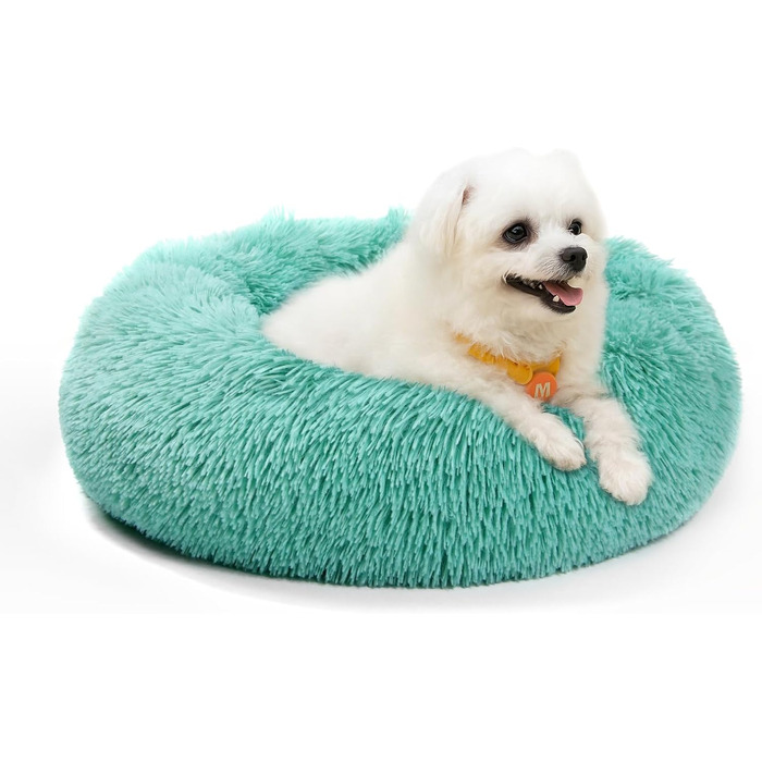 М'яке ліжко для собак та котів, корзина для собак, зручне миється, 70 см, кругла ліжко для собак з плюшу, диван для собак та котів, для маленьких, середніх та великих собак, (Д 50 x Ш 50 x В 20 см, Темно-зелений)