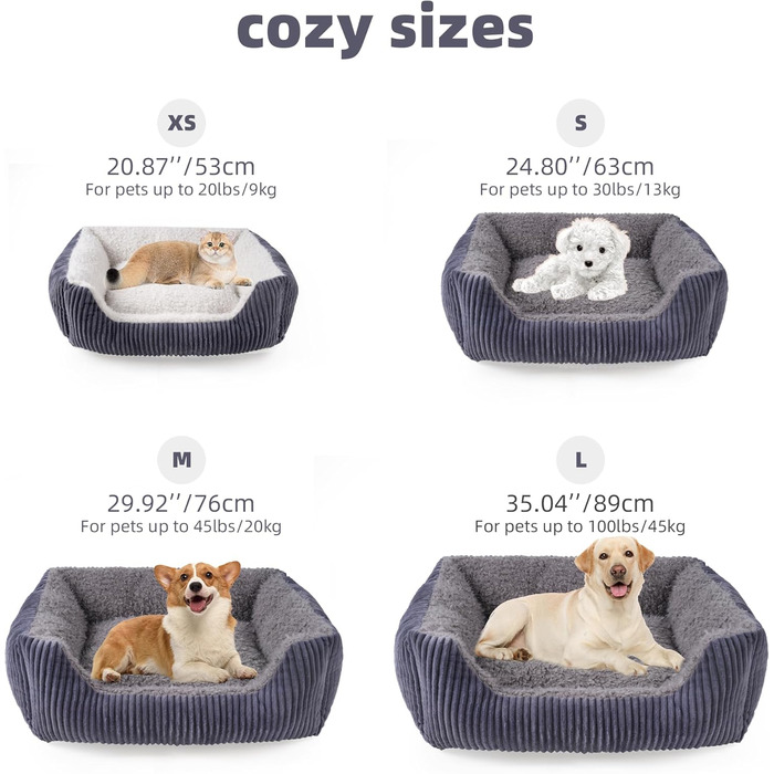 Ортопедичне ліжко для собак середнього розміру TWDEPART, сіре, 89 x 63 см, знімний чохол, антиковзаюче