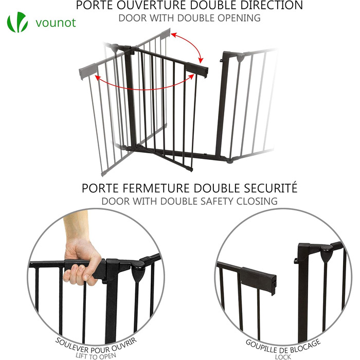 Захист для каміну Vounot: сітка металева, 5 елементів, з безпечними дверима, чорна, 300x75 см