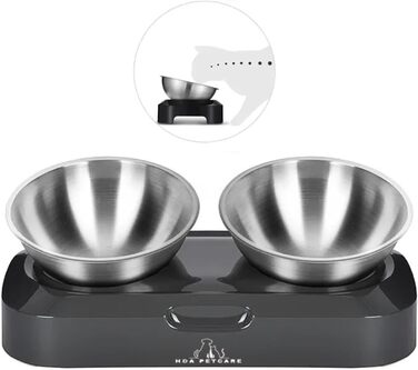Підвищені годівниці для котів H&A Petcare: набір з 2 мисок під кутом 0 та 15°, з нержавіючої сталі