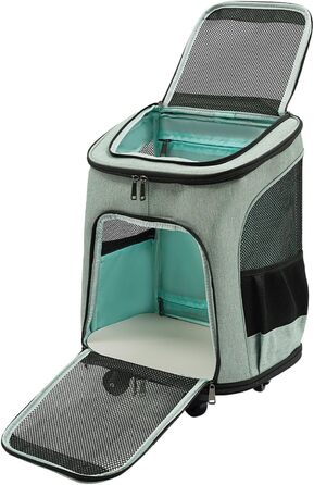 Сумка-рюкзак для собак і котів Soudesileim 2-в-1 з візком, до 9 кг, зелена