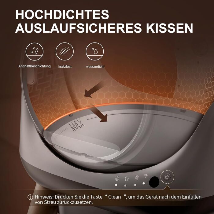 Автоматичний лоток для котів ELS PET з самоочищенням, захистом від розльоту, керуванням через додаток, без запаху, з килимком для котячого туалету та пакетами для сміття (чорний та сірий)