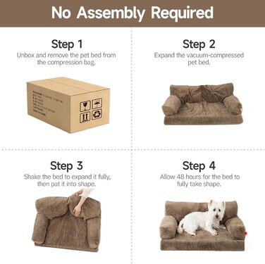 Ортопедичний лежак для собак MeWoofun, середній, водонепроникний, антистресовий плюшевий чохол, 90 x 65 x 30 см (Коричневий, L)