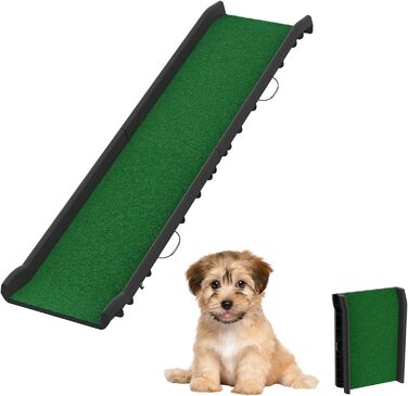 Рампа для собак з штучним газоном, складана, для автомобіля, 156 x 40 см, до 90 кг, зелена