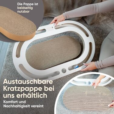 PAWZONE Драбина-крізь-стіну для котів, 72x45 см, двостороння, знімні елементи, іграшки, XXL картон, MDF, біла