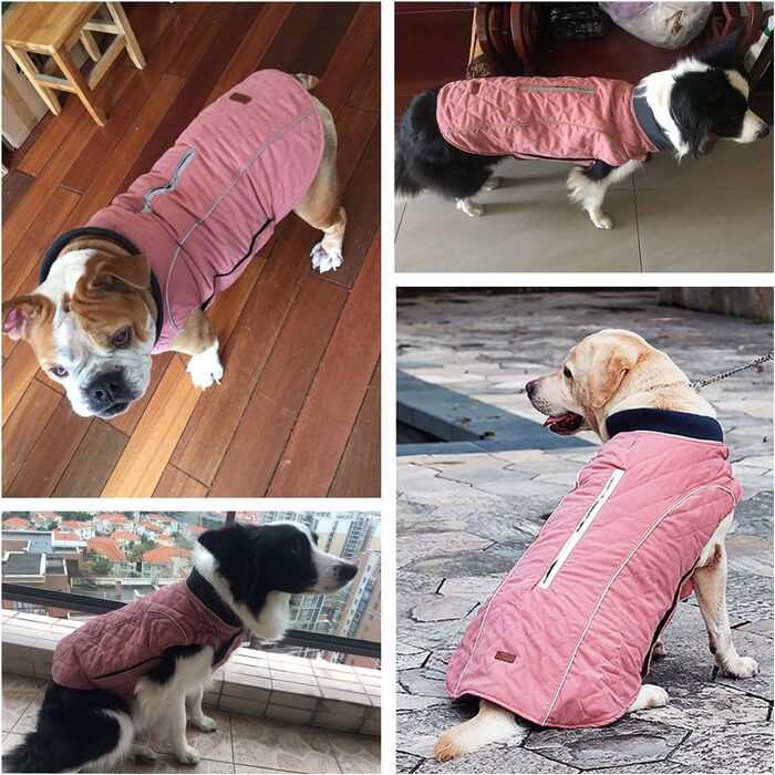 TFENG Тепла жилетка для собак з флісовою підкладкою, відображає світло, розмір XS, рожевий (62-70см, 42см)