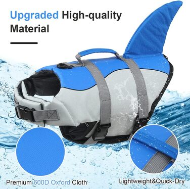 Рятувальний жилет для собак EMUST, Ripstop, з ручкою для витягування, XS, блакитний