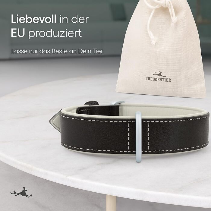 Нашийник для собак FREUDENTIER® Amstelpark з повном'якої шкіри, м'який та комфортний, Made in EU (47-57 см)