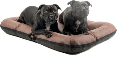 Ліжко для собак середніх порід 4L Textil Ella з штучної шкіри, водонепроникний матрац (90x70 см, коричневий)