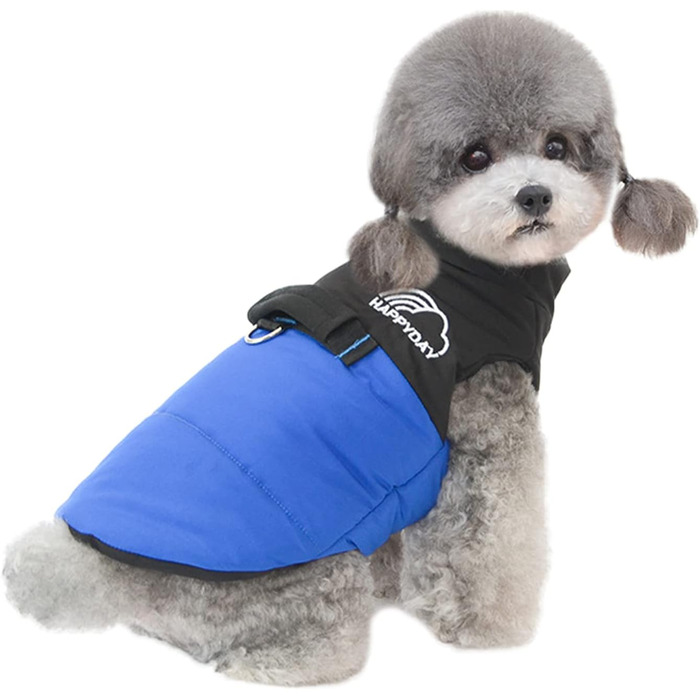 PETCUTE Зимовий теплий нашийник для собак, водонепроникний, для малих, середніх та великих собак, з отвором для повідка, ідеальний для зими, осені, весни (L, блакитний)