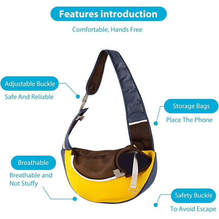 PETCUTE Сумка-переноска для собак, велика, хакі. Зручна переноска для цуценят та собак, з регульованою ручкою та безпечною шлейкою. Має передню кишеню та дихаючу сітку.