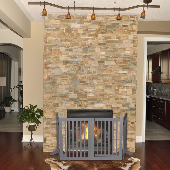 Захисне ворота Relaxdays для собак, сіре, 70x207 см, розкладне, з ніжками