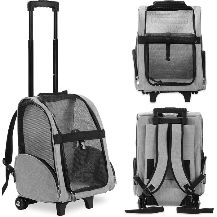 Kopeks Deluxe Рюкзак-переноска для тварин, великий, сірий (L 33 x B 30 x H 51 см)