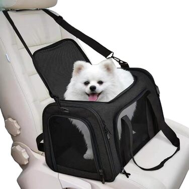 Складана переноска для собак Klein з м'якими боковинами для подорожей | Захисна переноска для собак, переноска для тварин з багатофункціональним ліжком, чорна