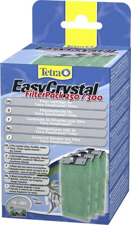 Tetra EasyCrystal фільтр для акваріума 300 з комплектом змінних фільтр-падів 250/300, 3 шт. – фільтр для кришталево чистої та здорової води, внутрішній фільтр з фільтруючим матеріалом