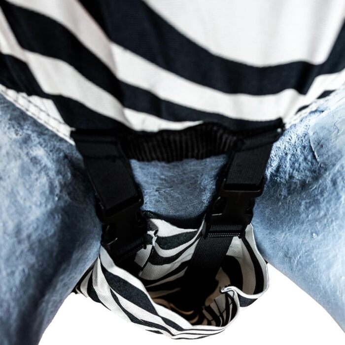 Захисна ковдра для коней Ekzemerdecke з начохолом та животом – від комах, чорно-біла, 155 см