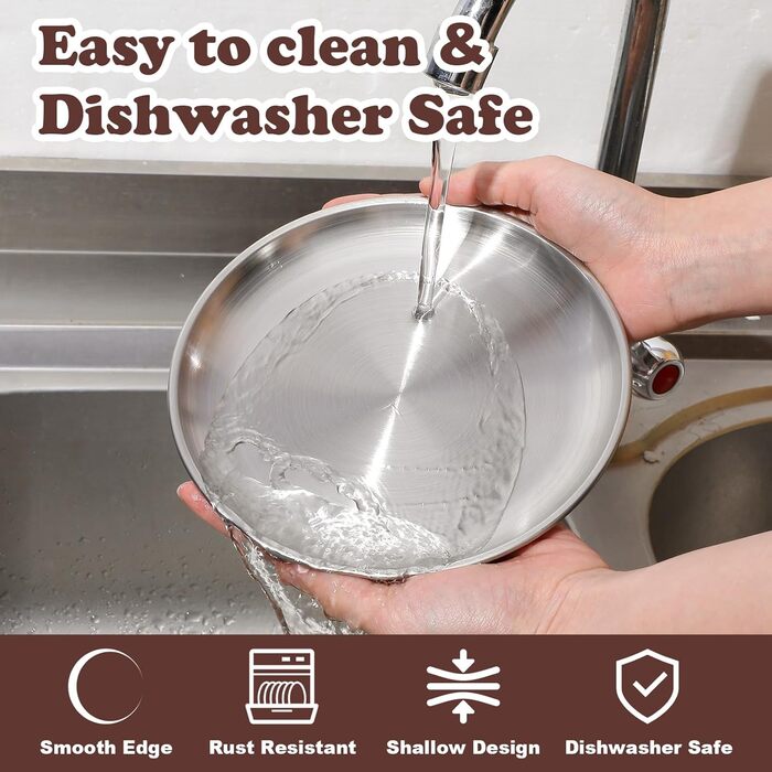 Миска для котів YUXIANLB, нержавіюча сталь, широка, 2 шт.