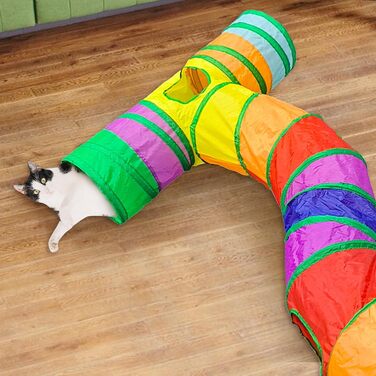 Туннель для котів Durdiiy S-подібний, розкладний, ігровий комплекс, лабіринт, для кошенят та дорослих котів, для дому та вулиці