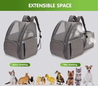 PETCUTE Рюкзак для собак та котів, дихаючий, з внутрішнім ремінком безпеки, розкладний, з бічними кишенями, для маленьких собак та котів, червоний