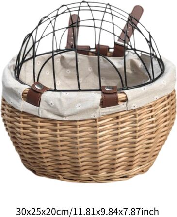 Корзина для велосипеда Perfeclan для тварин (котів та собак), з металевим покриттям, кріпиться на руль, дерев'яного кольору, для прогулянок на велосипеді