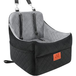 Автокрісло для собак GL GLENSLAVE для маленьких та середніх порід, з товстим шаром підкладки до 16 кг, знімний, пральний авточохол для тварин (чорний/коричневий, чорний/сірий)