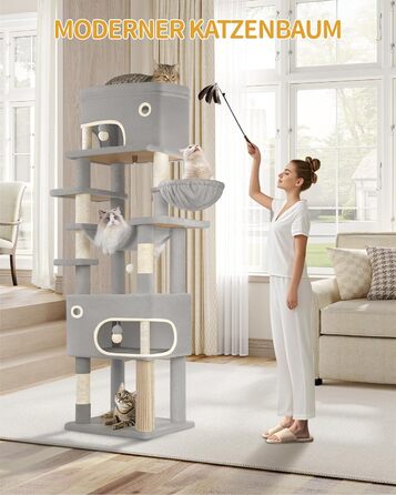 Драбина-кіготь для котів Hzuaneri, 178 см, XXL, сірий