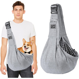 PETCUTE Сумка-переноска для собак до 7.5 кг, сіра. Регульований ремінь, сумка-переноска з передньою кишенею, сумка на плече для собак, для прогулянок та активностей на відкритому повітрі