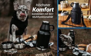 Турбунок для собак ThermoTom: пляшка для води, миска та сумка для прогулянок • 1 л, чорний