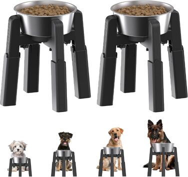 Підставки для мисок для собак JunsPow 2 шт. регульована ширина, підняті миски для води та корму для середніх та великих собак, стабільні та неслизькі [тільки підставка]