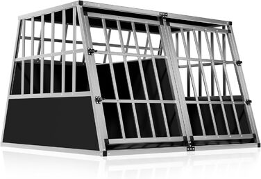 CADOCA® Клітка для собак, алюмінієва, 54x70x51 см, для перевезення в автомобілі, міцна, закривається, трапецієподібна, розмір M, CADOCA® Autobox